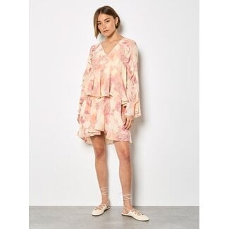 Apricot Ruffle Baby Doll Dress in Pink