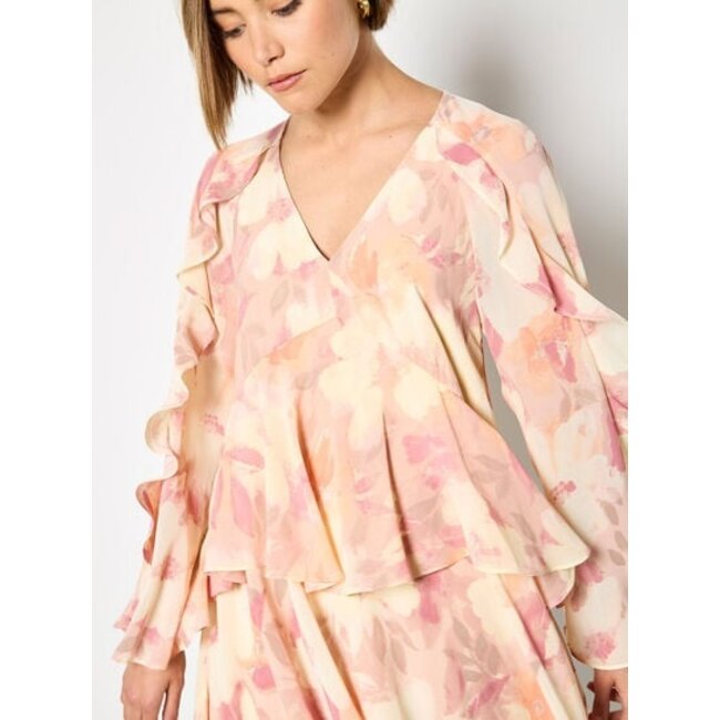 Apricot Ruffle Baby Doll Dress in Pink