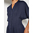 Apricot Pleated Waist Shirt Dress in Navy