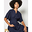 Apricot Pleated Waist Shirt Dress in Navy