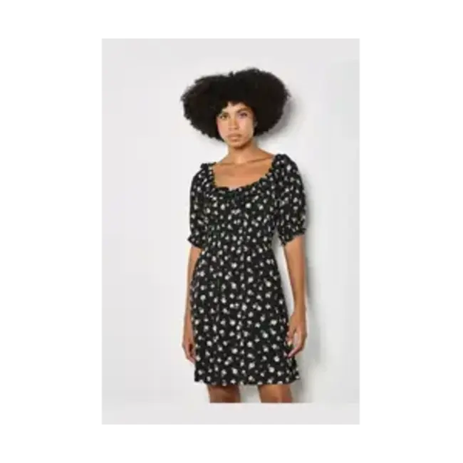 Apricot Floral Milkmaid Frill Mini Dress (more colours)