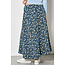 Apricot Floral Print A-Line Midaxi Skirt in Navy