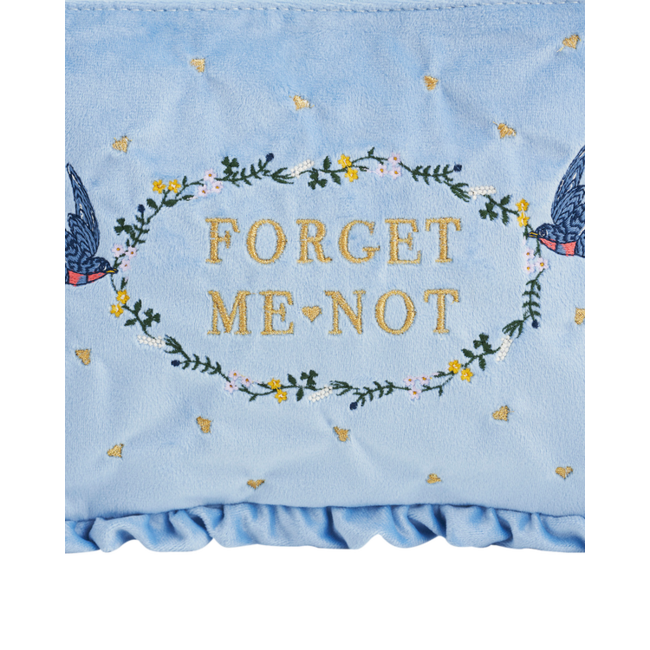 Fable England Pouch - Forget Me Not Blue Velvet Embroidered