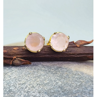 Heart + Lotus Ease Earrings in Gold + Rose Quartz