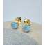 Heart + Lotus Ease Earrings in Aqua Chalcedony + Gold