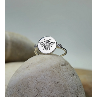 Heart + Lotus Bee The Change Ring in Cubic Zirconia + Sterling Silver