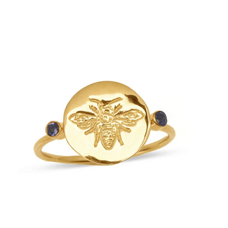 Heart + Lotus Bee The Change Ring in Lapis + Gold