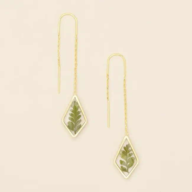 Scout Thread Earring - Green Bracken Fern