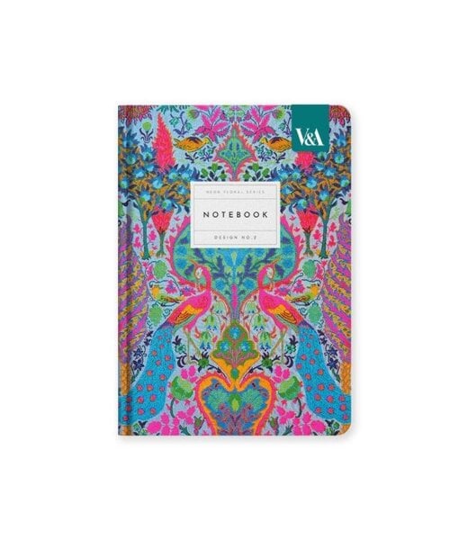 Floral Turquoise Peacock Hardback Notebook