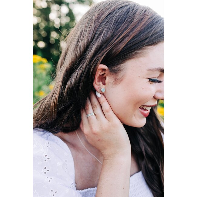 Heart + Lotus Ease Earrings in Aqua Chalcedony + Gold