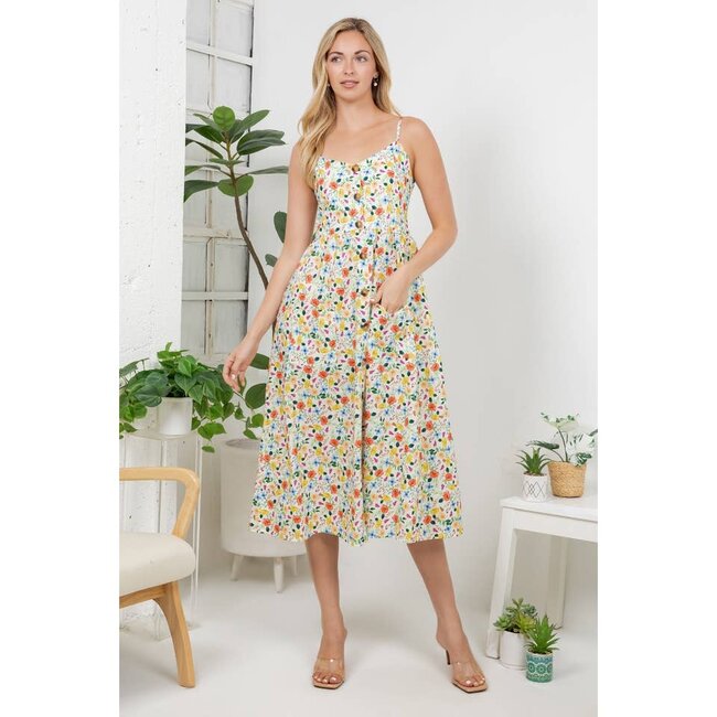 Colorful Floral Print Cami Dress