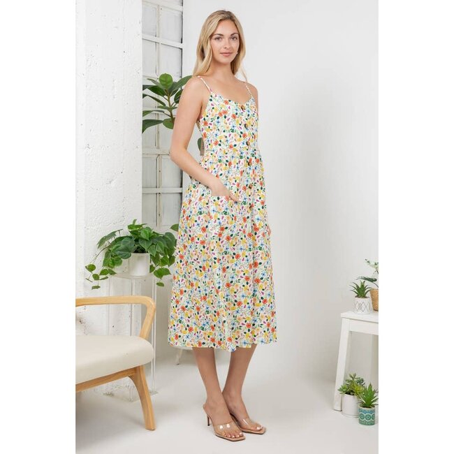Colorful Floral Print Cami Dress