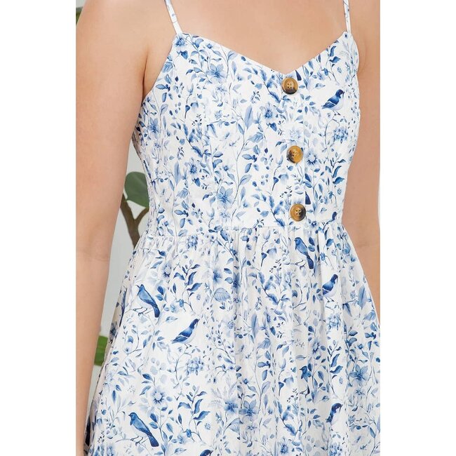 Bird Garden Print Cami Dress