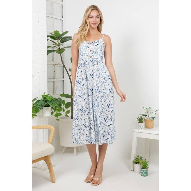 Bird Garden Print Cami Dress