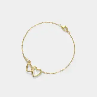 Tiny Gold Interlocking Heart Bracelet