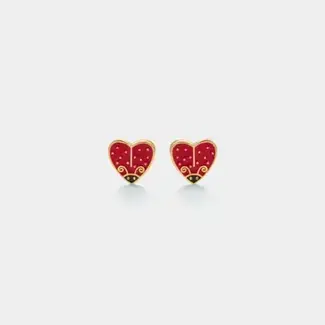 Tiny Red Heart Ladybug Stud Earrings