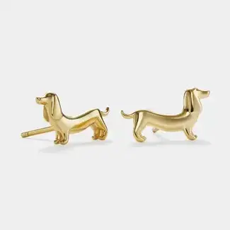 Dainty Dachshund Dog Stud Earrings