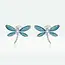 Blue Enamel Dragonfly Stud Earrings