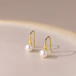 Dainty Minimalist Pearl Hook Earrings