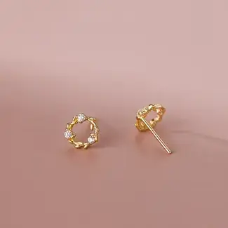 Tiny Flower Leaf Wreath Stud Earrings