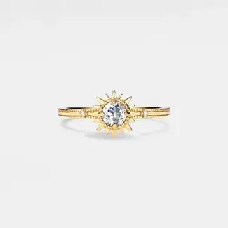 Dainty Gold Sun Stacking Band Ring
