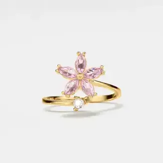 Pink Flower Fidget Spinner Ring