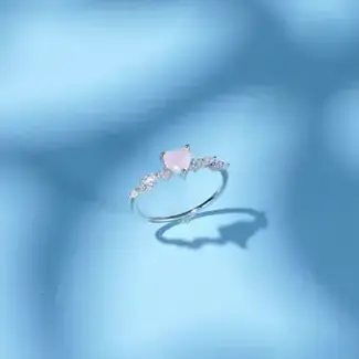 Dainty Pink Heart Stacking Band Ring