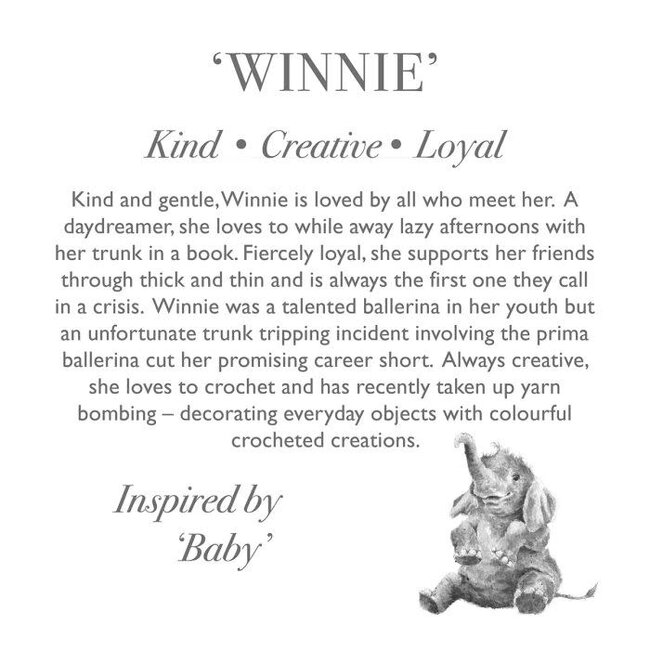 Wrendale 'WINNIE' Elephant Character - Medium Plush