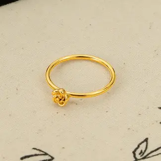 Dainty Gold Rose Flower Stacking Ring in Stainless Steel