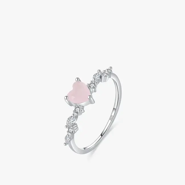 Dainty Pink Heart Stacking Band Ring