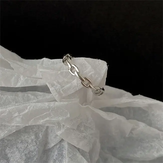 Silver Stackable Chain Band Ring