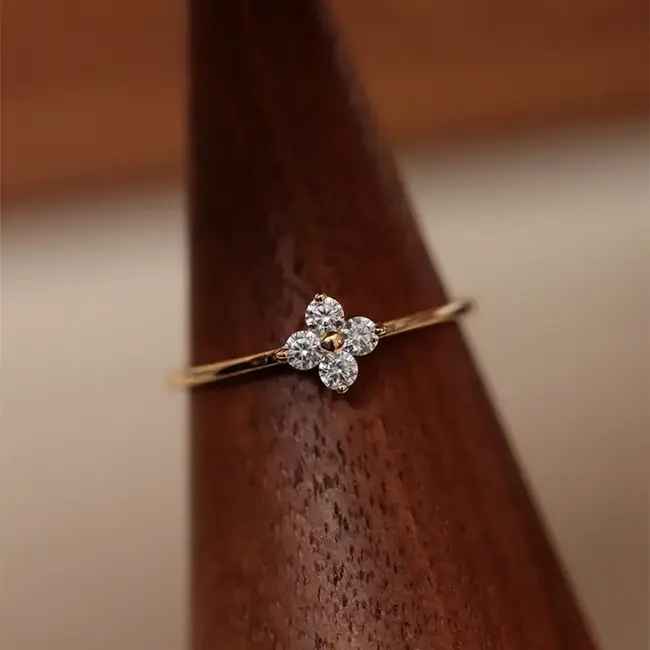 Dainty Four Leaf Clover Stacking Ring