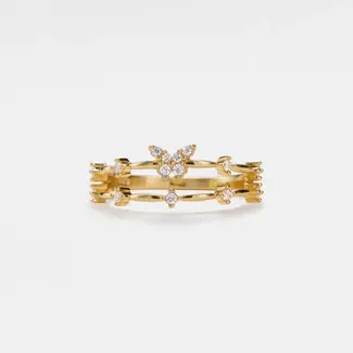 Dainty Double Layering Butterfly Ring