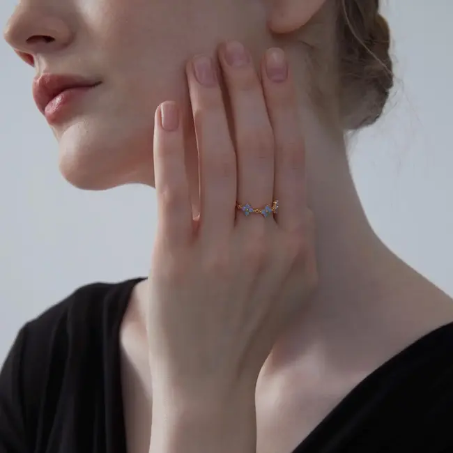Dainty Blue Flower Stacking Ring