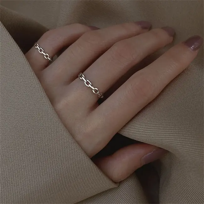 Silver Stackable Chain Band Ring