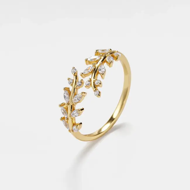 Dainty Olive Branch Bypass Ring