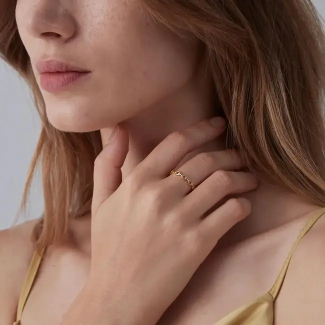 Gold Chain Link Stacking Band Ring