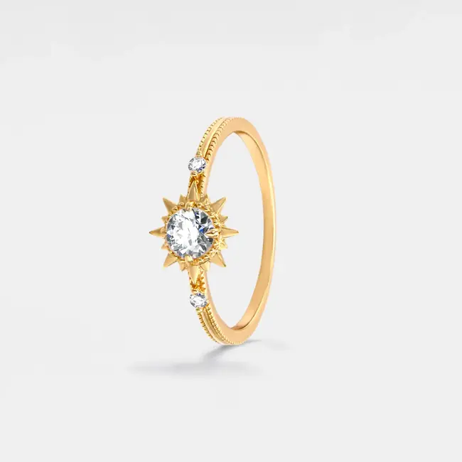 Dainty Gold Sun Stacking Band Ring