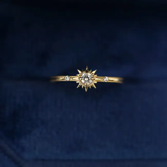 Dainty Gold Sun Stacking Band Ring