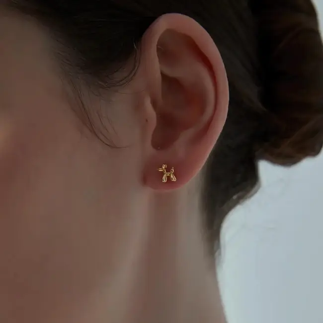 Balloon Dog Ball End Stud Earrings