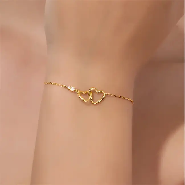 Tiny Gold Interlocking Heart Bracelet