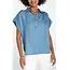 Liverpool Los Angeles Popover Shirt with Shirring In Sunlight Blue