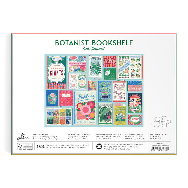 Galison/mudpuppy Ever Upward Botanist Bookshelf 1000 Piece Puzzle