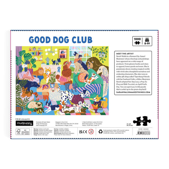 Galison/mudpuppy Good Dog Club 1000 Piece Family Puzzle