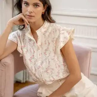 Sleeveless Ruffled Floral Blouse