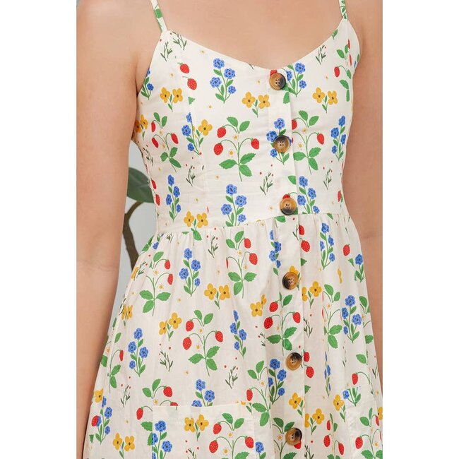 Strawberry Garden Print Cami Dress