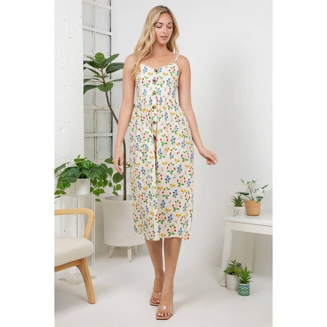 Strawberry Garden Print Cami Dress