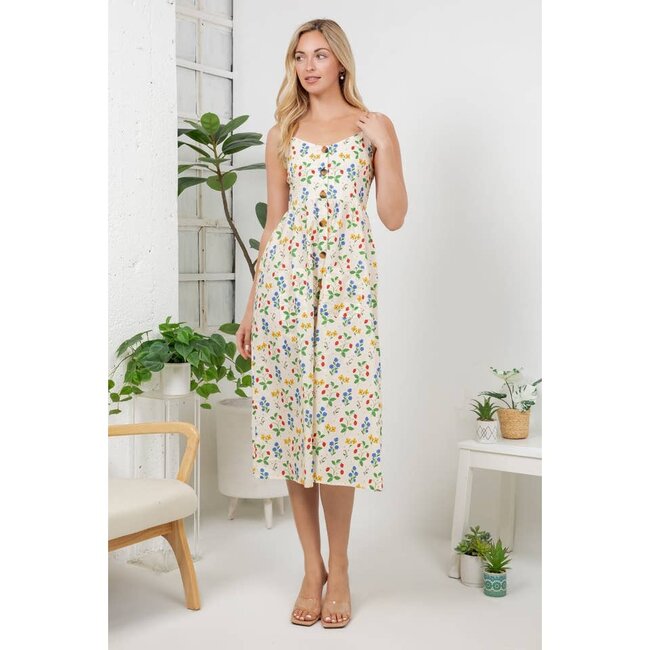 Strawberry Garden Print Cami Dress