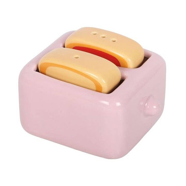 Kawaii Toast Salt and Pepper Shakers in Toaster Holder
