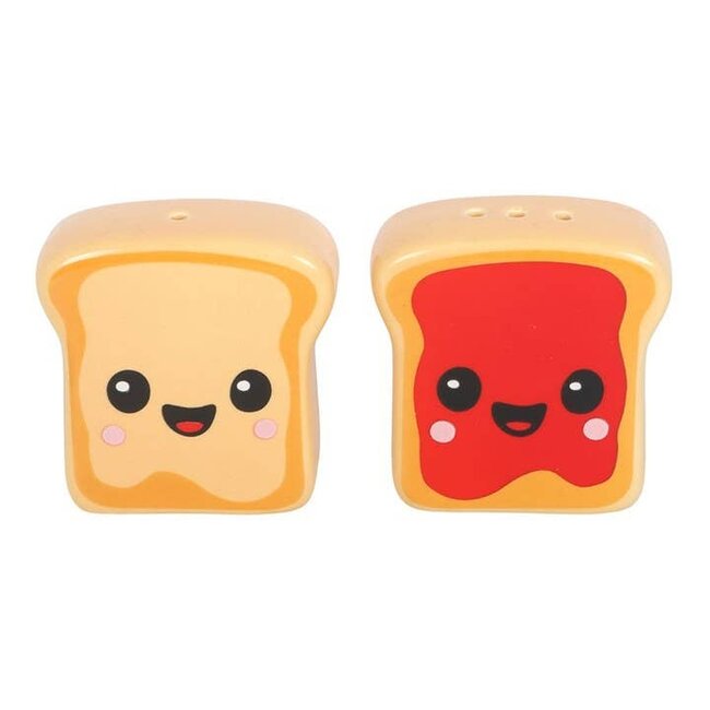 Kawaii Toast Salt and Pepper Shakers in Toaster Holder
